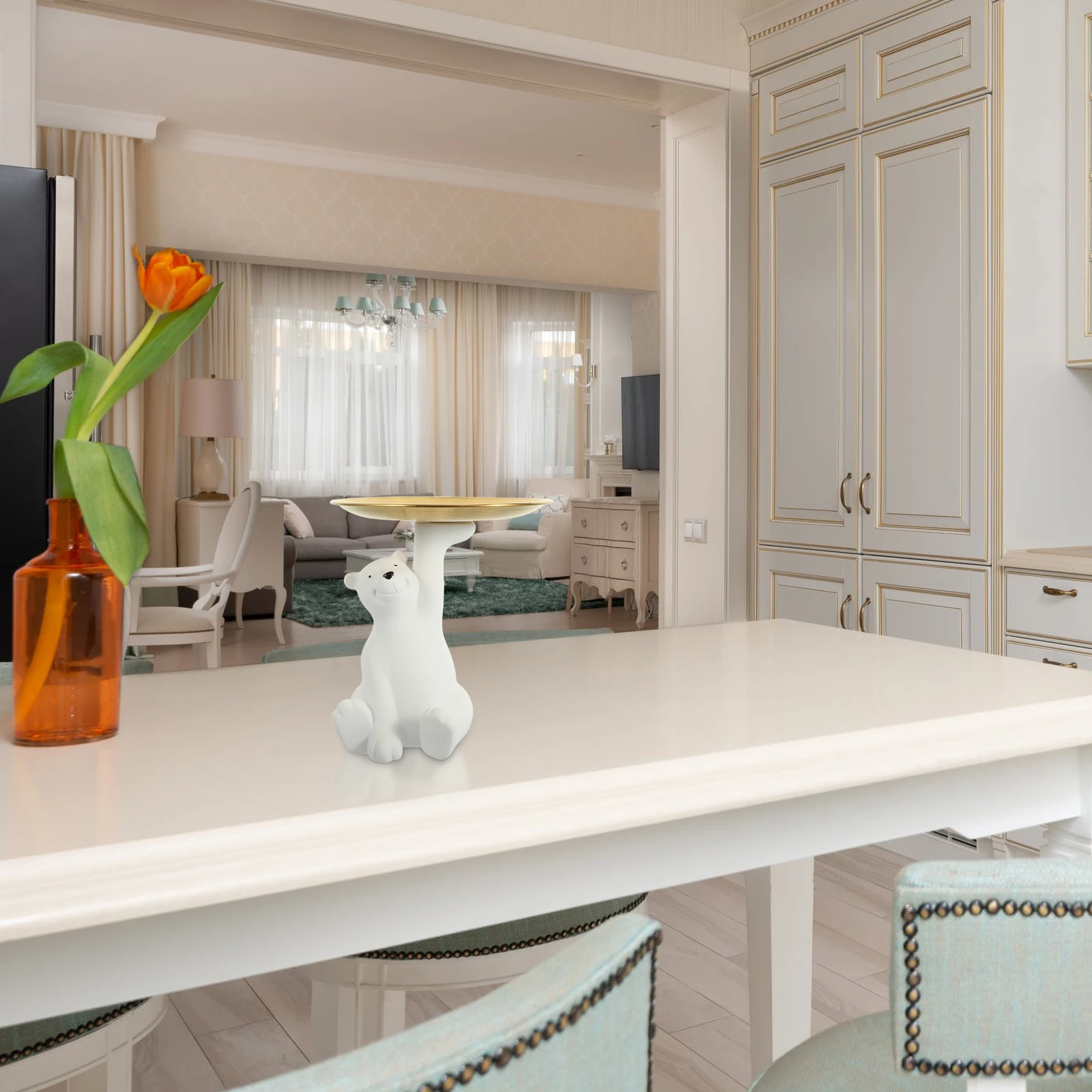 

Polar Bear Shaped Keys Storage Plate Delicate Entrance Key Tray For Desktop Decor Home Office Porch Table Decoration Resin Craft