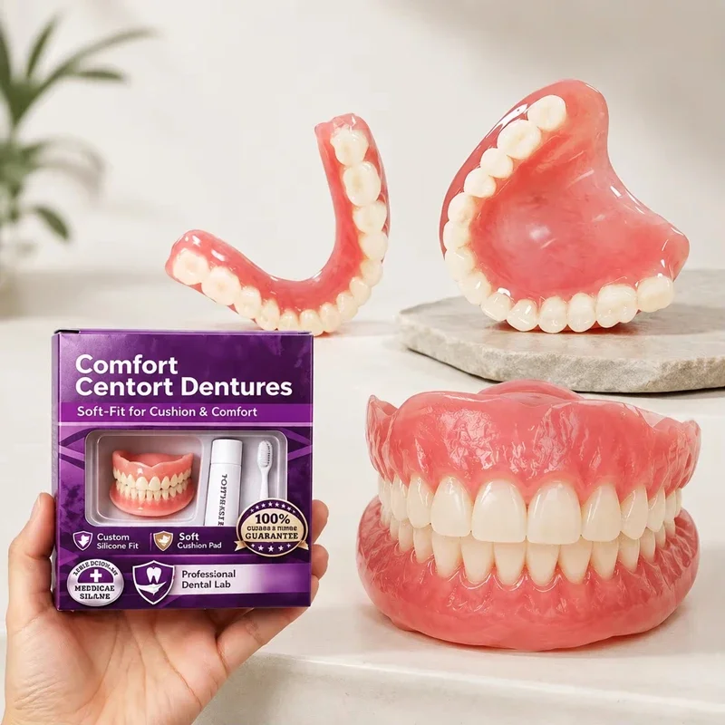 Adult Full Set Silicone Dentures Natural Upper Lower False Teeth Soft Comfort Fit Instant Smile Oral Cosmetic Accessories 2026