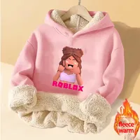 ROBLOX Girl Pullover Hoodies Pink Winter Thick Warm Street Clothing Hoodie Print Fitted Sweatshirt Long Sleeves Tops XMAS Gift