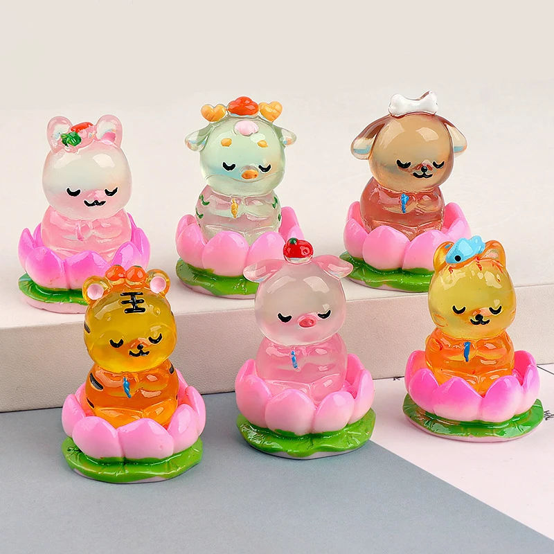 1pc Simple Cartoon Cute Figures Cute Creative Auspiciousness Toy Model Collections Statue Room Decoration Small Ornament Gifts