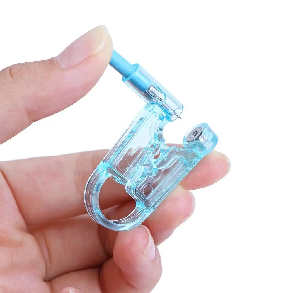 Transparent Blue Crystal Ear Stud Nasal Nail Earring Piercer Machine Ear Nail Tool Nose Ear Piercing Tool Wearing Ear Device