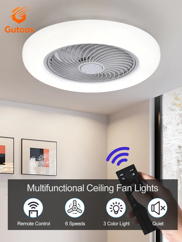 52cm Remote Ceiling Fan Light, Bedroom Living Room Dining Room Ceiling Lamps, Silent Ceiling Ventilation Fan Lighting Home Decor