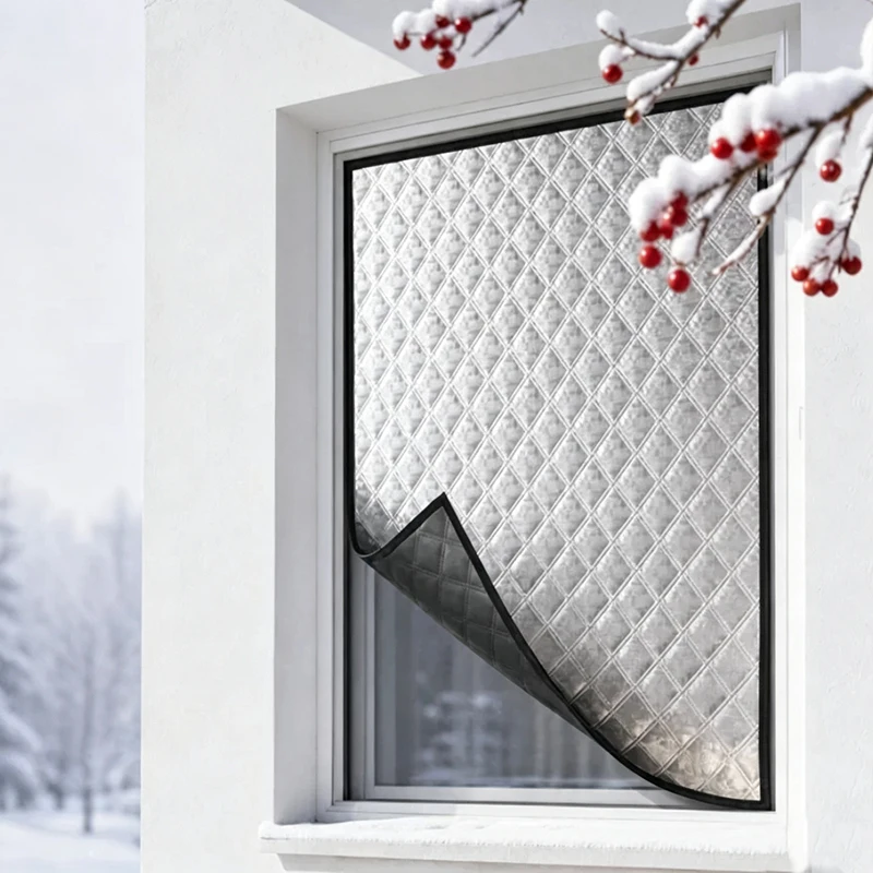 Winter Windproof and Warm Curtains Window Wind Blocking Magic for Bedroom Insulation No Drill Cold Protection