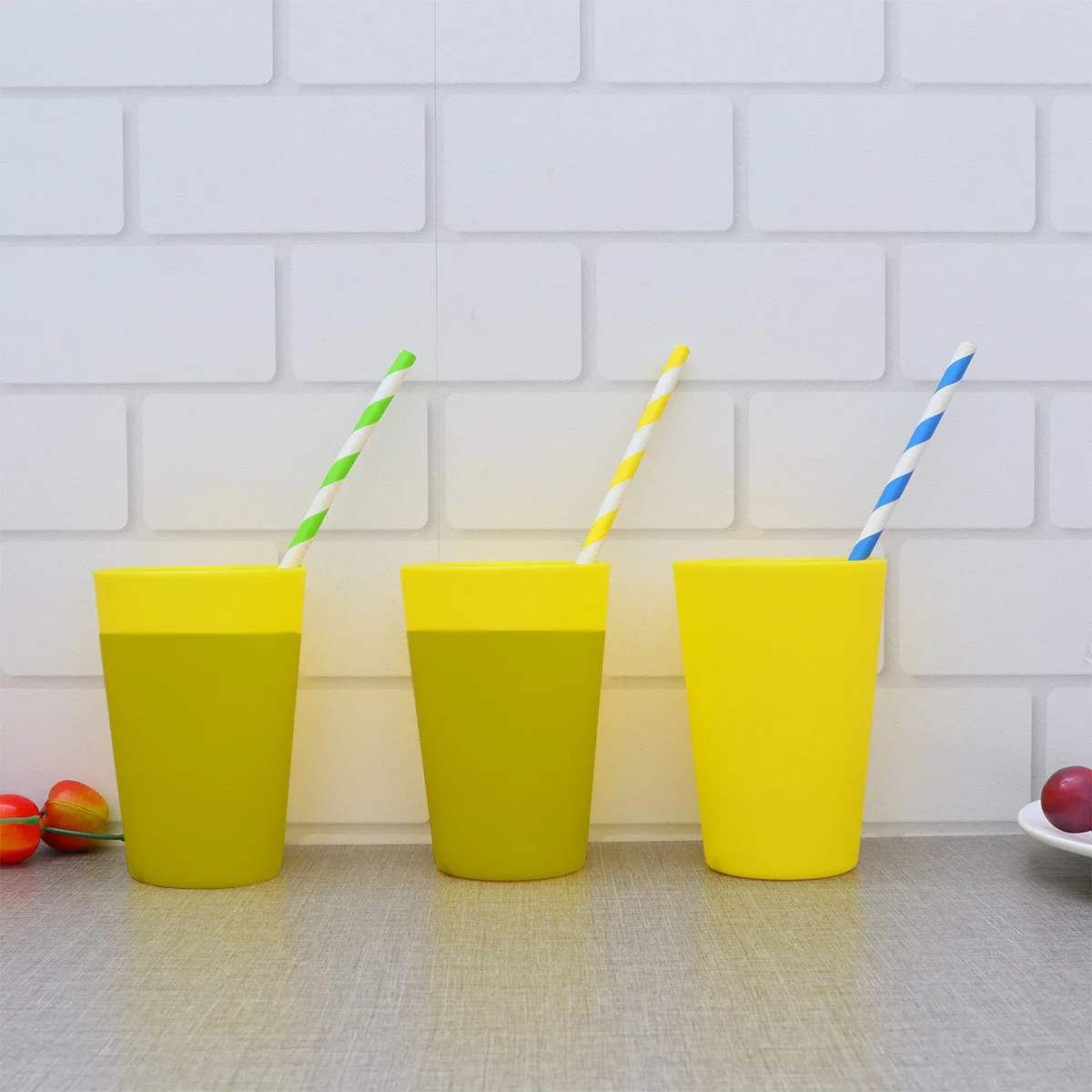 

12 Pcs Frosted Drink Cup Beverage Drinking Cups High Capacity Gaming Stackable Yellow Unbreakable Tumblers Banquet