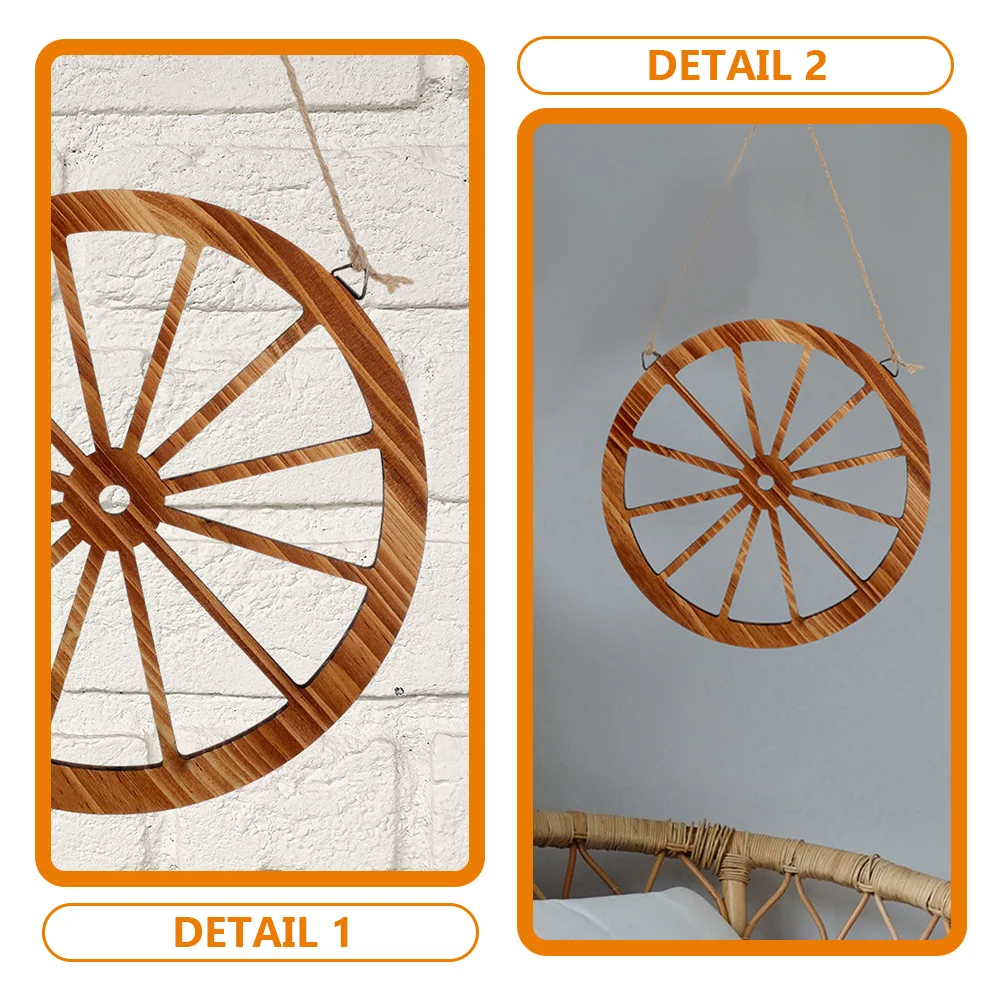

Wooden Wagon Wall Wheel Decorative Wall Hanging Decor 30cm Deep Brown Vintage Home Ornament Living Room Study Office DIY