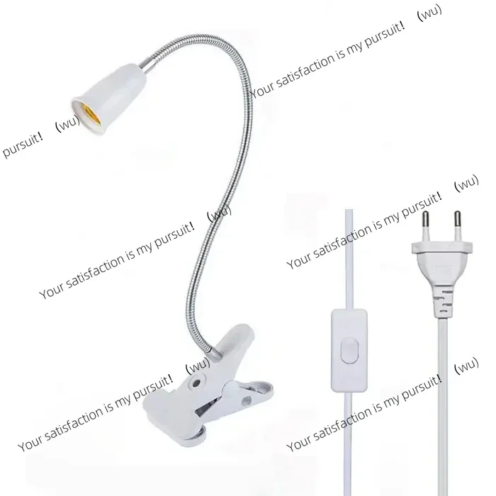 360 Degree Flexible Desk Lamp Holder E27 EU US Plug Light Base Single/Double Ended Socket Gooseneck Clip-on Cable with On Switch