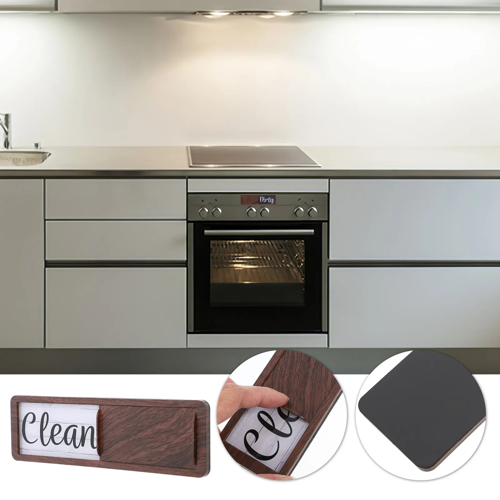 Clean Dirty Magnet Dishwasher Sign Acrylic ABS Magnetic Indicator Non Scratch Sliding Double Sided Dishwasher Accessories