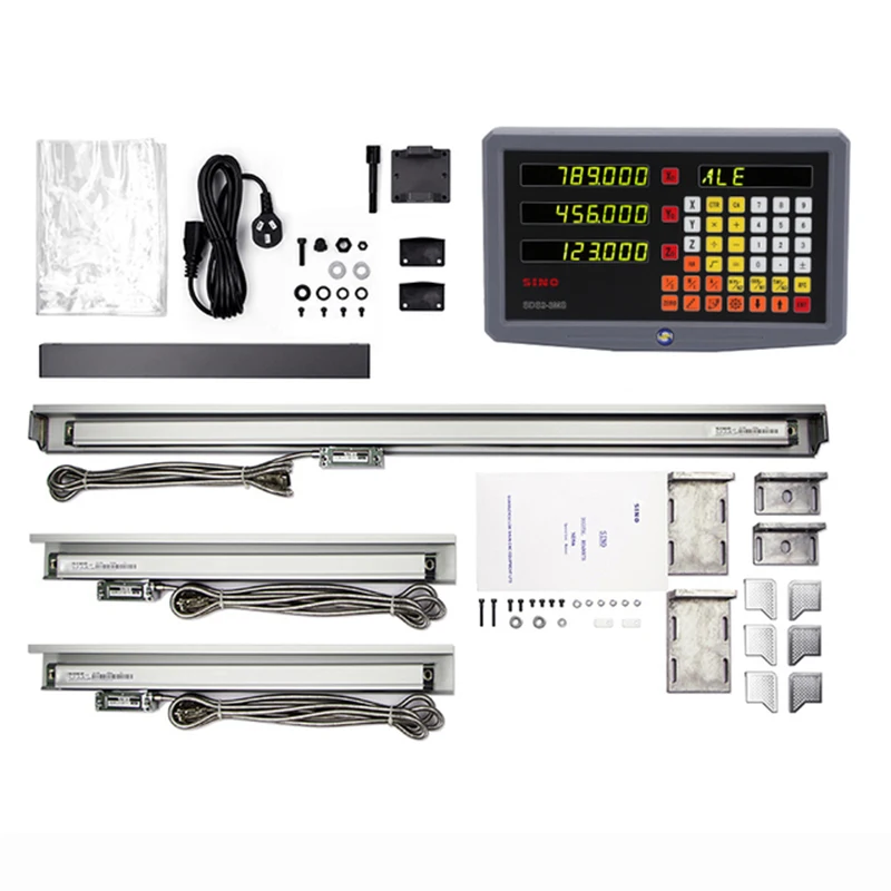 

SINO 3 Axis Digital Readout SDS3MS Dro Set Kit and 3PCS Linear Glass Scales Encoder 5U TTL Working Stroke Length YHSINO