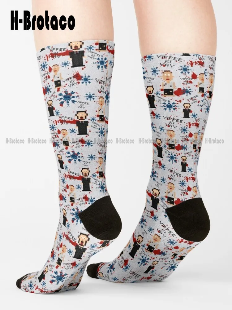 

A Die Hard Christmas Cross Pattern Socks Running Socks Womens Comfortable Best Girls Sports Custom Gift Harajuku Casual