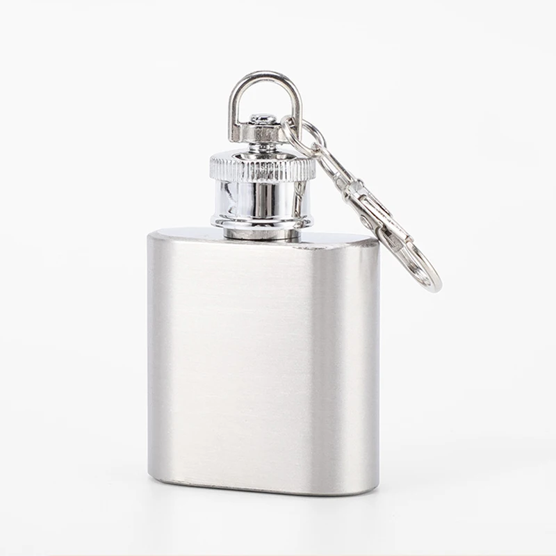 Compact Stainless Steel Whiskey Flask with Keychain, Leakproof Pocket Size Liquor Flask for Daily Carry Travel Outdoor 1-2 oz