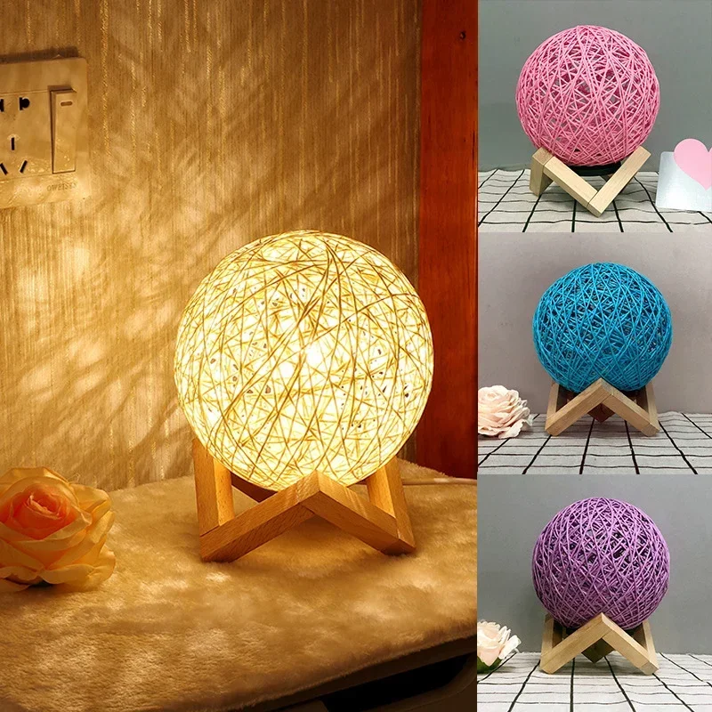 

Homestay Rattan Ball LED Lights Projection Moon Gift Living Room Floor Lamp Bedroom Bedside Floor Light Living Room Decoration