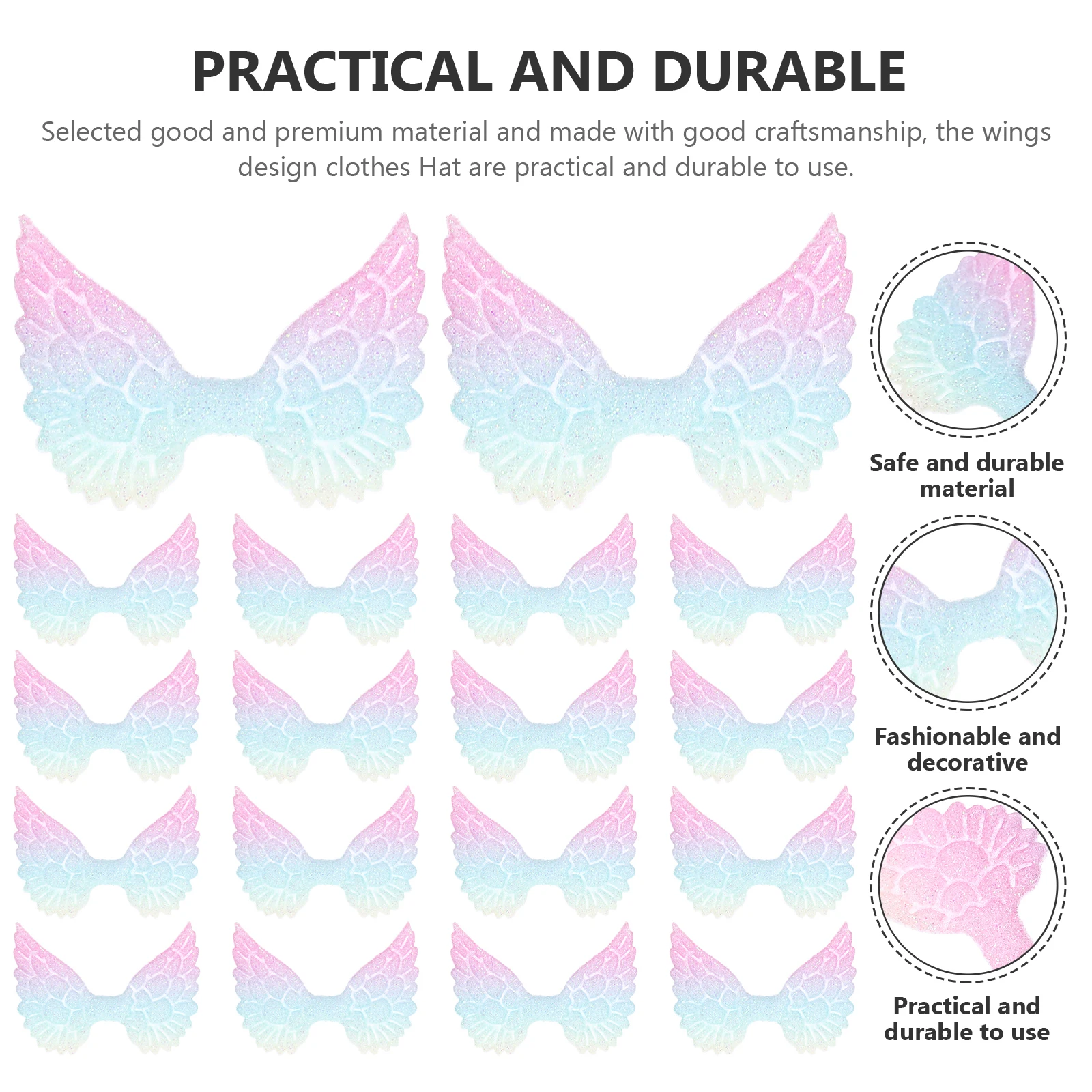 

50 Pcs Decor Party Garment Wings Fabric Birthday Cake Decorations Mini Charm Baby