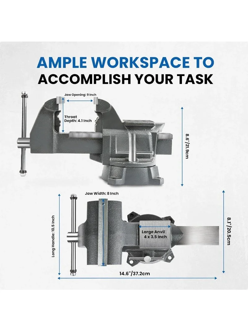 جودة عالية CR80A 8 بوصة منجلة شديدة التحمل مع سندان وقاعدة دوارة 190 درجة (8 بوصة) #2