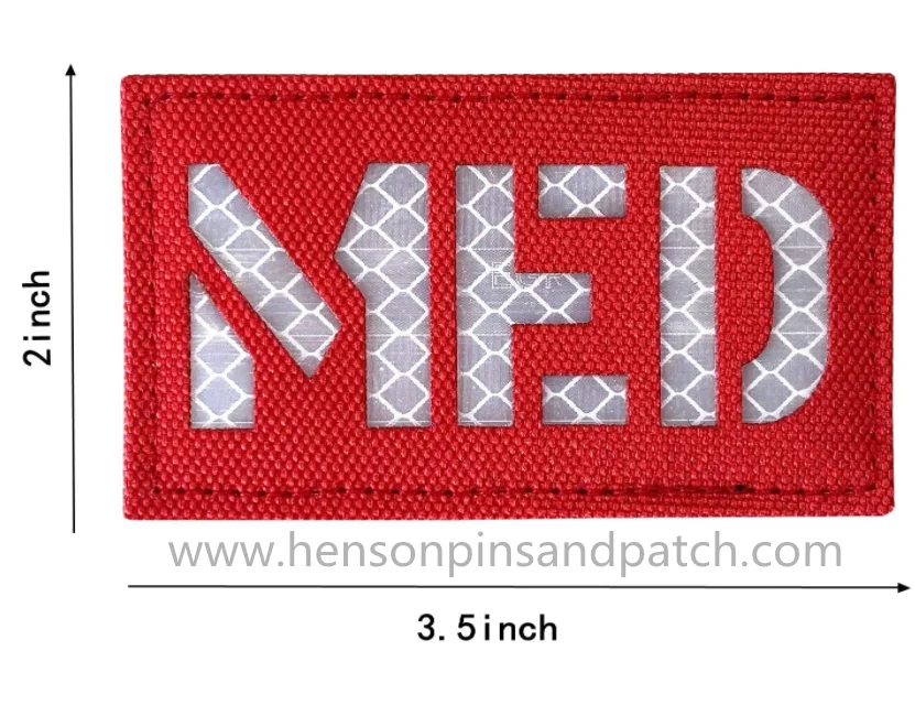 Customized 2x3.5 Inch IR Infrared Reflection MED Medical Tactical Fastener Patch Hook-Fastener Backing