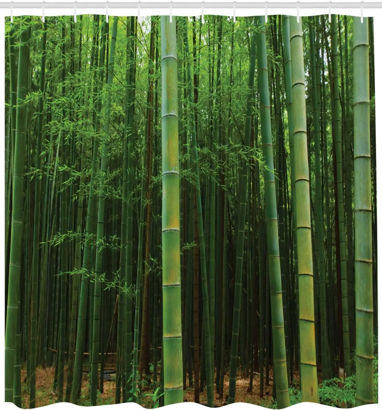 

Занавеска для душа с бамбуковым принтом, изображение леса, экзотическая свежая зрение в джунглях, высокие побеги, тропическое искусство, тканевая ткань Bathr