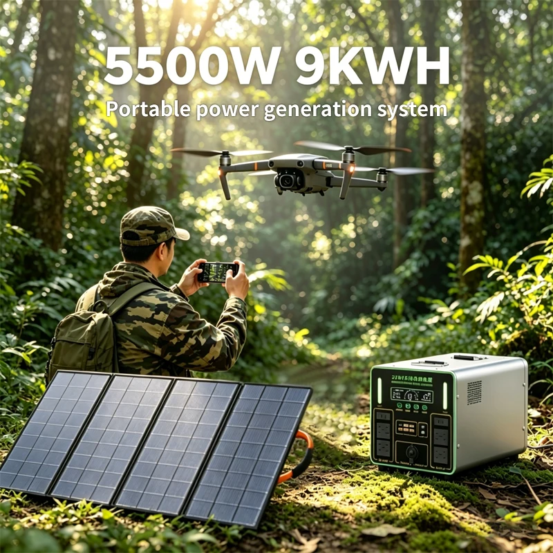 SH-1265 5500W 9KWh Lithium Ion Portable Power Station 220V Solar Panel Generator Emergency Backup Home Use Outdoor