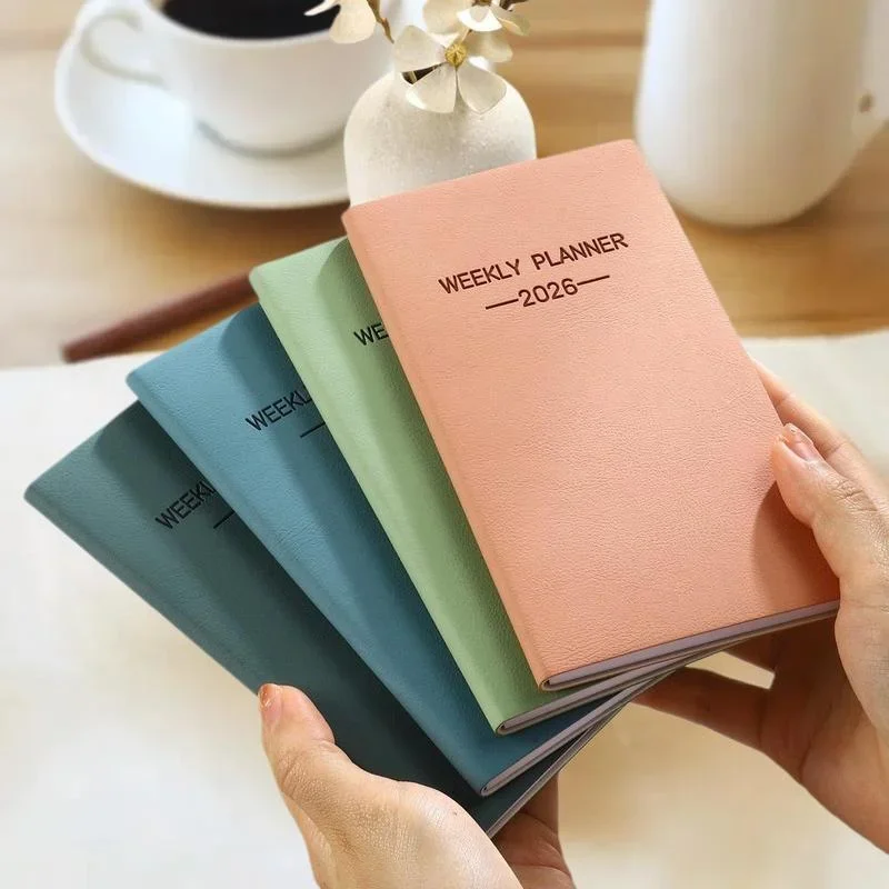 Agenda giornaliera formato A6 2026 da 1 pezzo, calendario in pelle a colori Morandi, 64 fogli, calendario settimanale sottile da 128 pagine