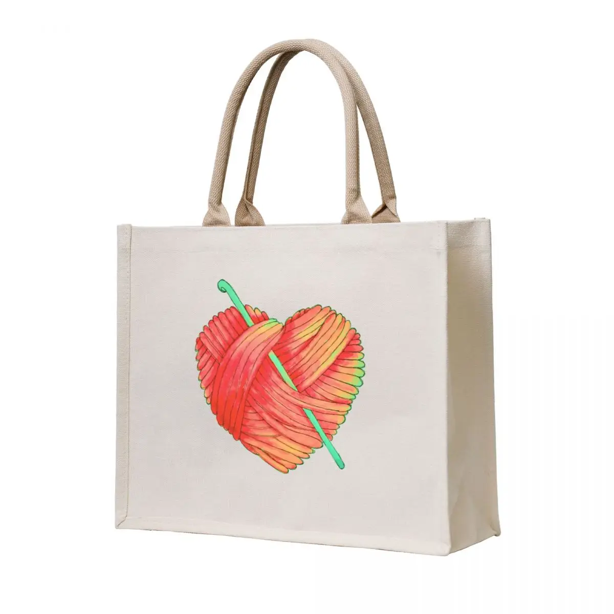 

Cute Heart Ball of Yarn and Crochet Hook Tote Bag bag for beach tote bag university canvas tote