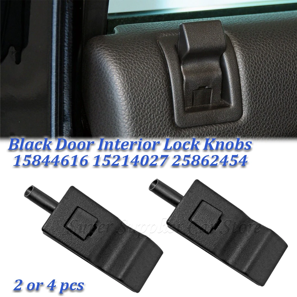 2 Or 4 pcs Black Door Lock Knobs For Chevrolet GMC Silverado Sierra Cadillac Hummer Yukon 2007~2013 15844616 15214027