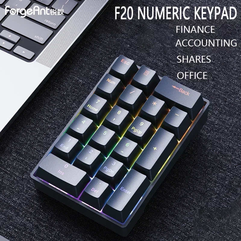 RUIYI F20 Digital Mini Mechanical Keyboards Portable Wired Laptop Office RGB Light Gaming Keypad Mechanical Lap Accessories Gift