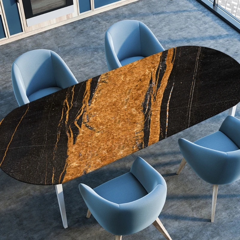  Strong Ellipsoidal Tablecloth Spill Proof Marble Pattern Polyester Fabric Fold Resistant Face Simple Scullery Deck 36x60 42x60
