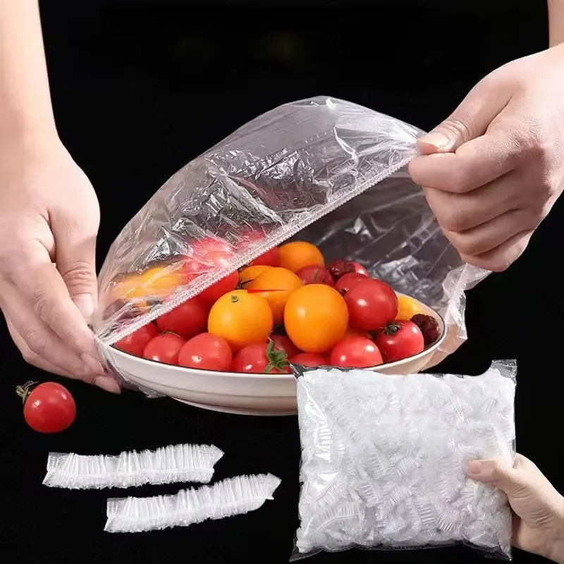 20-500pcs Disposable Food Cover Food Grade Fruit Vegetable Storage Bag Elastic Plastic Bag Bowl Cup Kitchen Fresh Keeping Bag