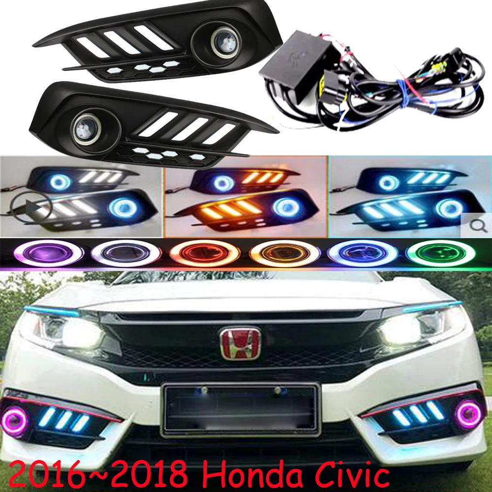 

2016~2018y car bumper head light for Honda Civic fog light car accessories LED DRL headlight for Civic projector lens light