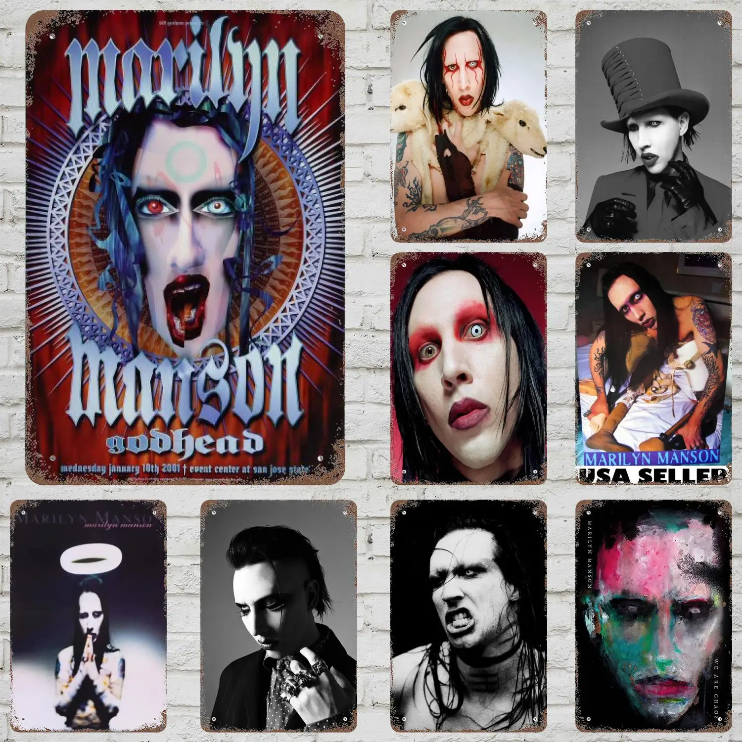 marilyn manson Vintage Metal Tin Signs Posters Decor Retro Metal Plaque Wall Art Decor for Garage Bar
