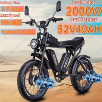 Electric Bicycle 2000W Dual Motor 52V40Ah Dual Lithium Battery E Bike Mountain Hydraulic Brake 20*4 Inch Fat Tire Electric Bike