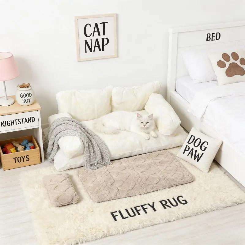 

Plush Pet Sofa Bed Winter Warmth Thickened Washable Large Size Universal Pet Supplies