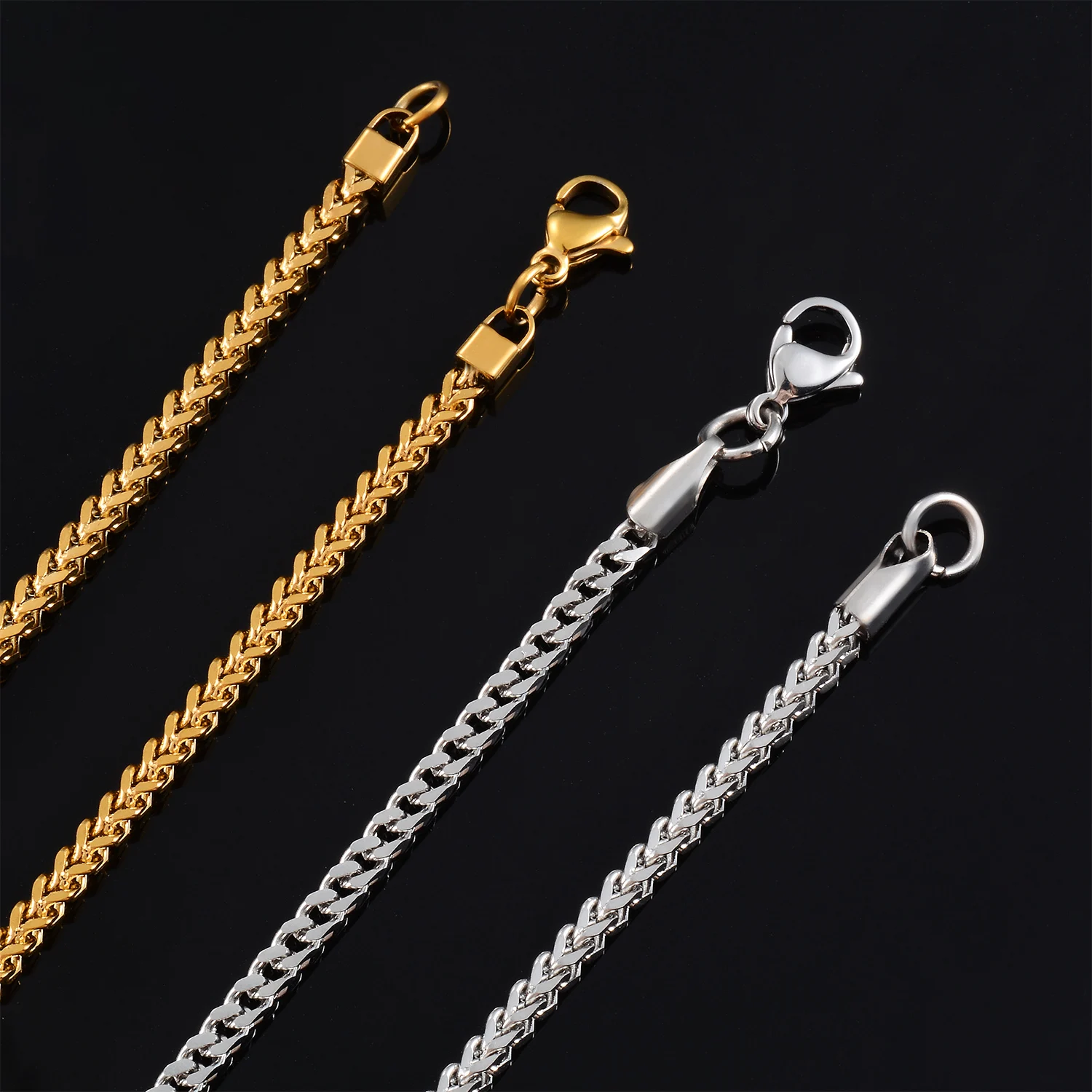 Hip-Hop Edelstahlkette Coole Miami Cuban Link Basic Punk Halsketten Accessoires für Männer und Frauen – Detail 2
