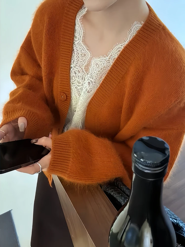 Prachtige V-Ne Gebreide Trui Dames Faion Herfst Winter Nieuwe Halflange Mooie Kleine Top Pendelen Sle Loose Fit