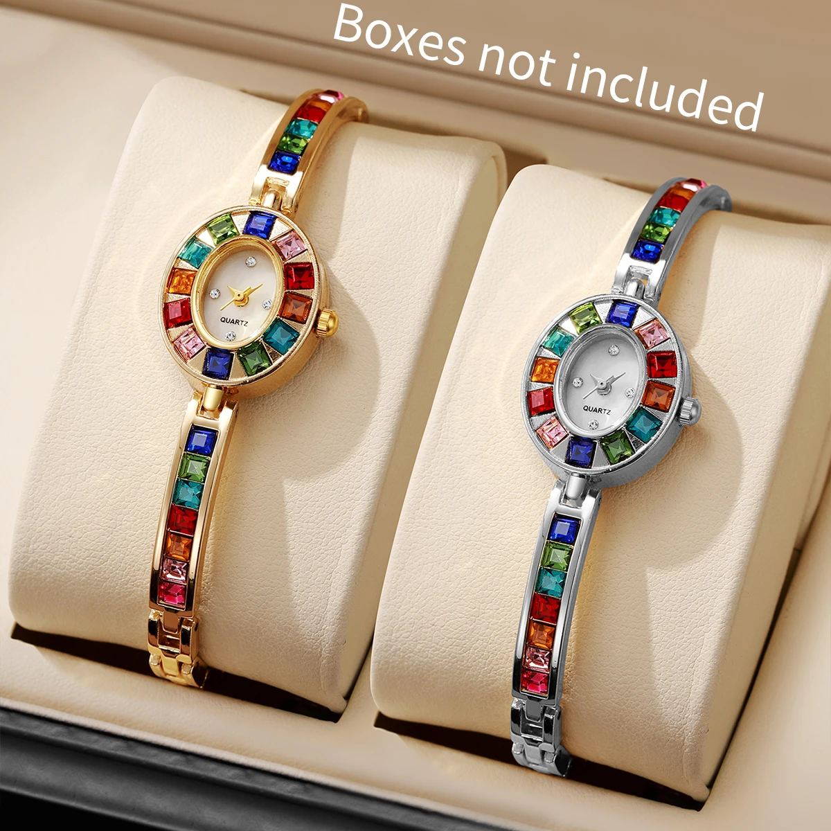 2PCS/Set Luxury Rhineston Women Watches Fashion Bangles Quartz Wristwatches Relogio Feminino Reloj Mujer（Without Box）