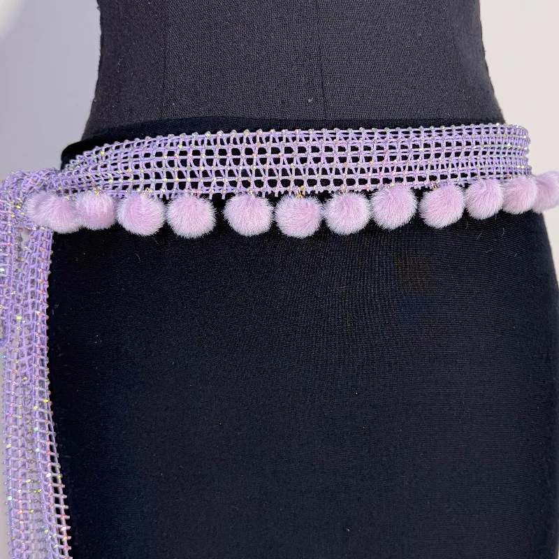 

Customized Dance Waist Chain Waist Belt Belly Jazz Dance Universal Velvet Ball Decorative Mesh Diamond costumes for women