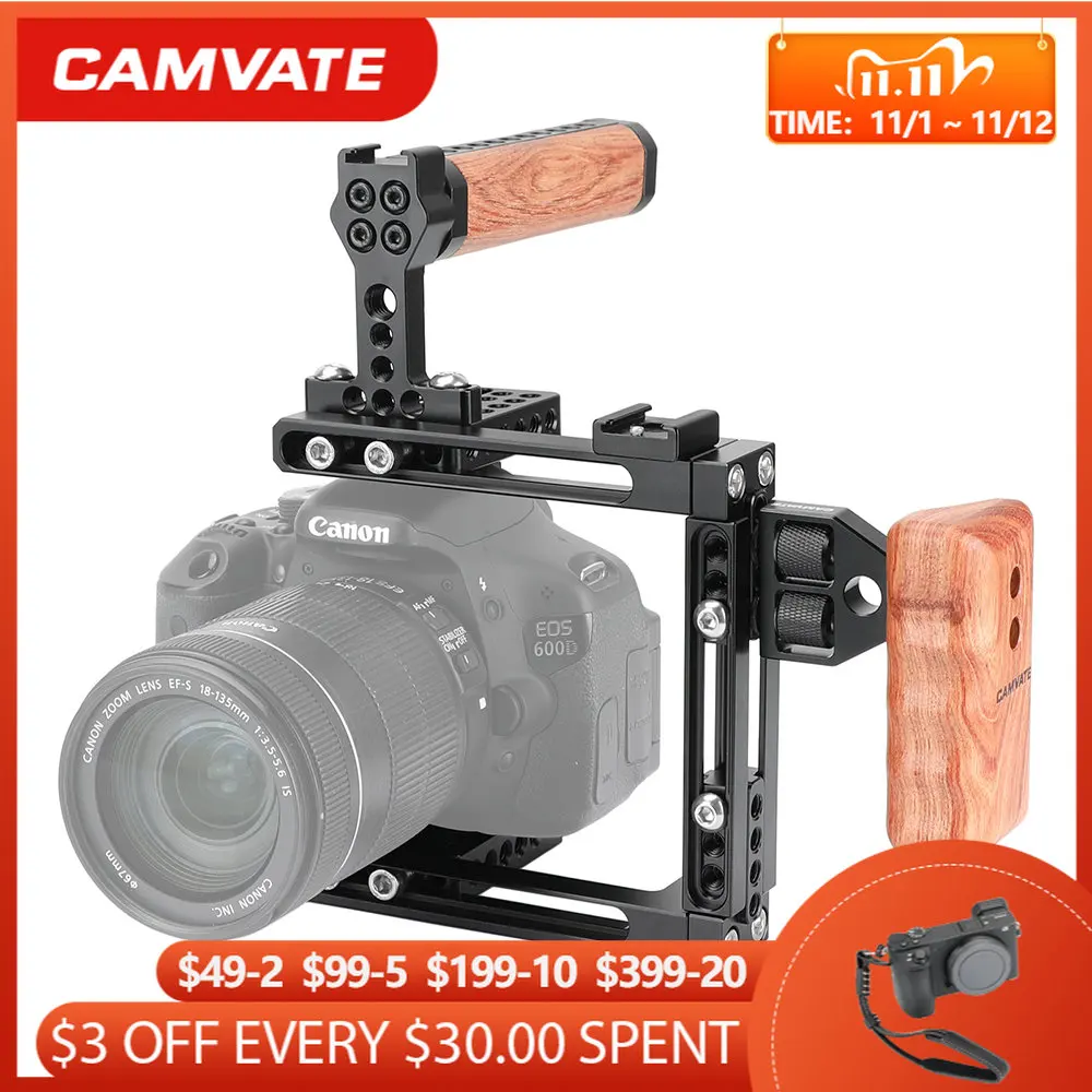 CAMVATE Camera Cage Rig For Canon 70D/80D/90D/5D Mark II/5D Mark III/5D Mark IV/ Nikon D7100/D7200/D300S/a58/A99/a7/a7II/GH5/GH4