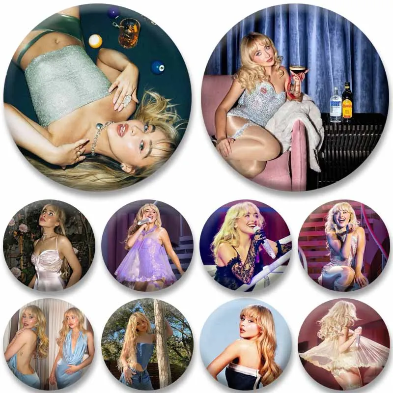 HOT Music Album Cover Button Brooches on Backpack Singer Sabrina Carpenter Badges Sexy Girl Round Enamel Pins Accessories Gifts