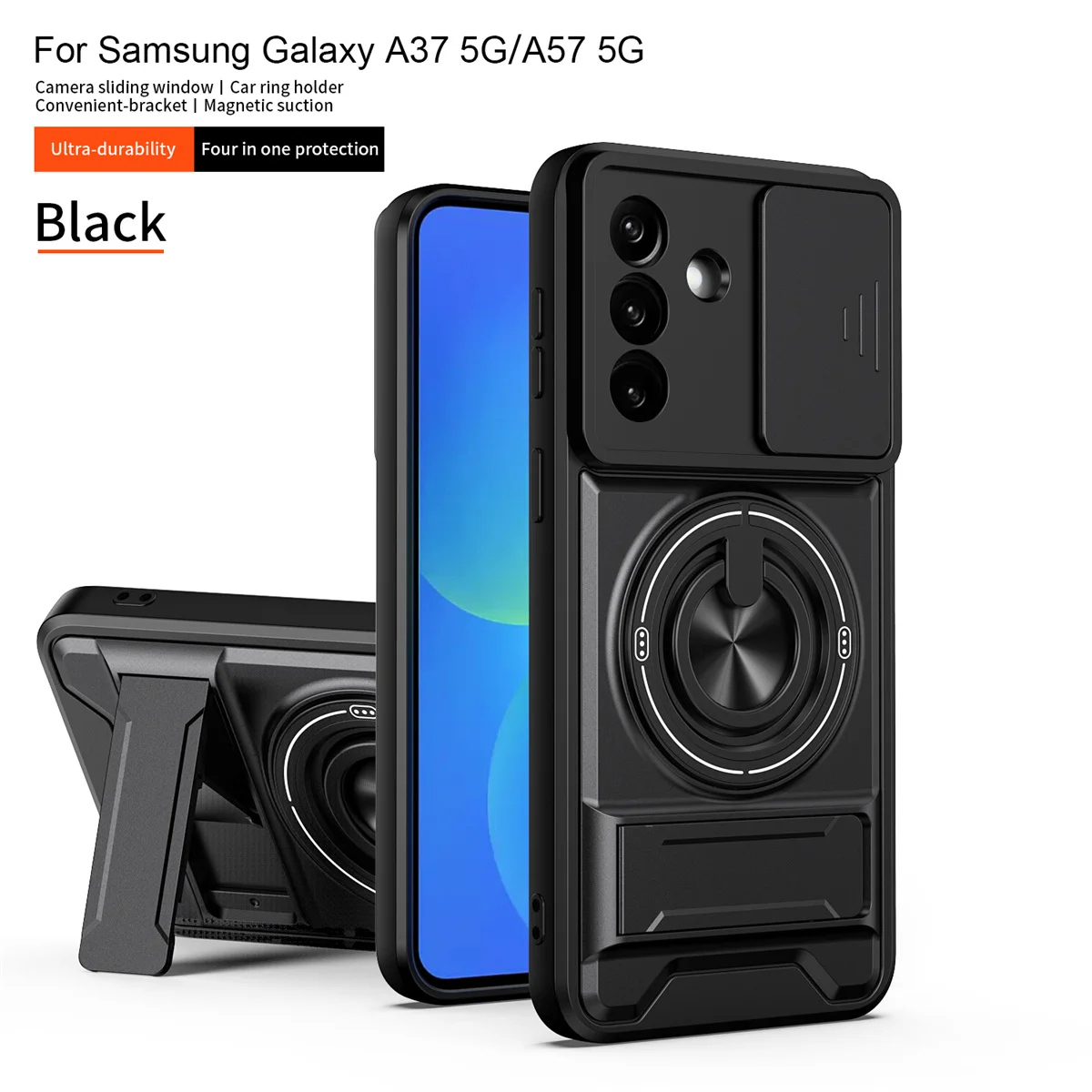Phone Case for Samsung Galaxy A37 A57 A17 A07 A56 A36 A26 A16 A06 A05 A05S A55 A35 A15 Magnetic Holder Lens Protection Cover