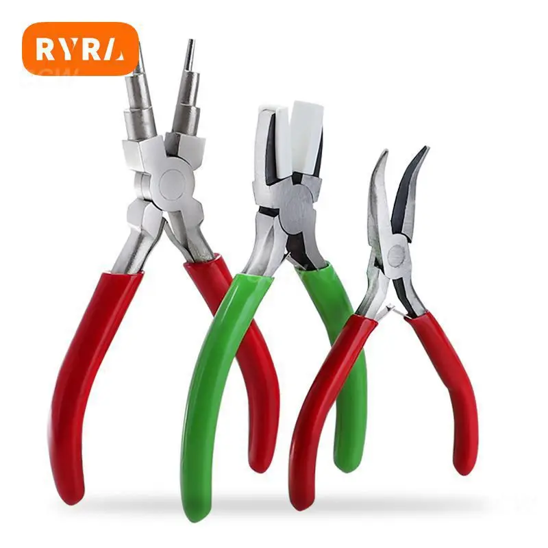 Multifunctional Pliers Nylon Flat Mouth Clamping Wire Pliers Carbon Steel Clamp Adjustable Mini Jewelry Pliers DIY Handwork Tool