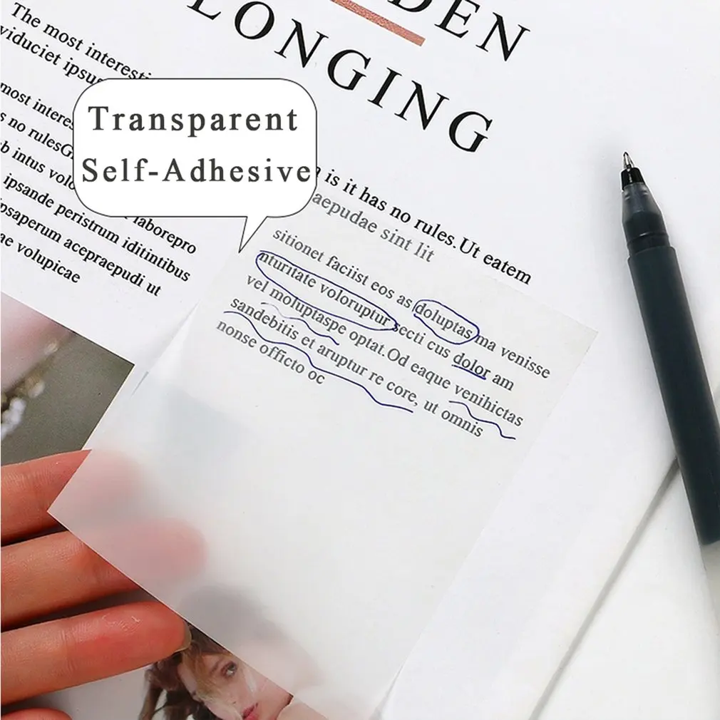 50 Folhas Transparente Sticky Notes Scrapes Adesivos Note Pads Postou-Papel Claro Notepad Escola Papelaria Material de Escritório