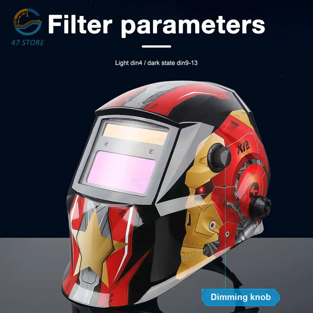 Solar Welding Mask Helmet Electric Welder Cap / Welding Lens Safety Anti-UV Auto Darkening Adjustable Range for Welding Machine