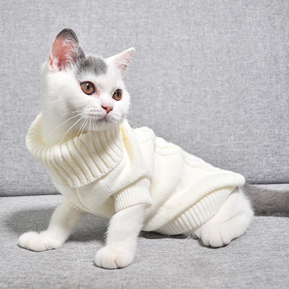 Pet Cat Sweater Winter Warm Cotton Cat Clothes Knitted Puppy Sweater Kitten Cloth Cat Vest For Small Medium Cats Dogs Chihuahua - Image 4