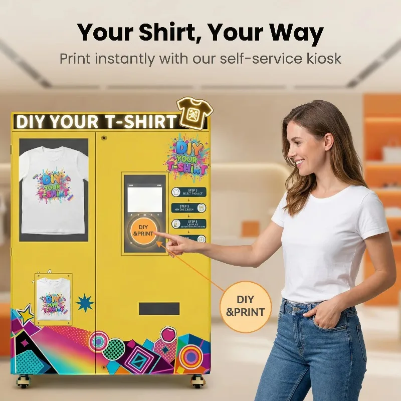 New Trend DIY Clothing Self-Service Printer Vending Machine Accommodates Short-sleeved Shirts or Sweatshirts for Sale Customized