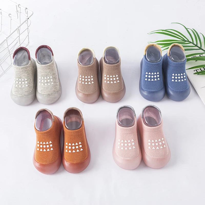 2021 Autumn Baby Toddler First Walking Sock Shoes  Girls Boys Soft Sole Non Slip Cotton Breathable Lightweight Slip-on Sneakers