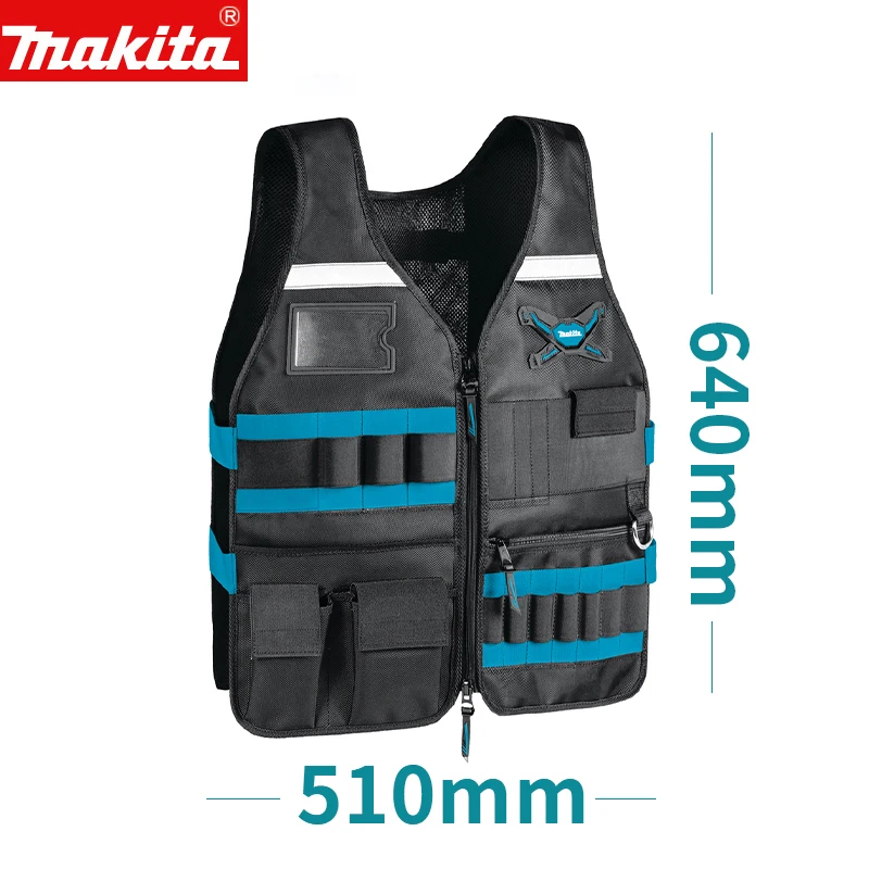 Makita E-05636 Electrician Carpenter Work Vest Multi-functional Electrician Hardware Storage Bag Tool Vests Adjustable Pockets