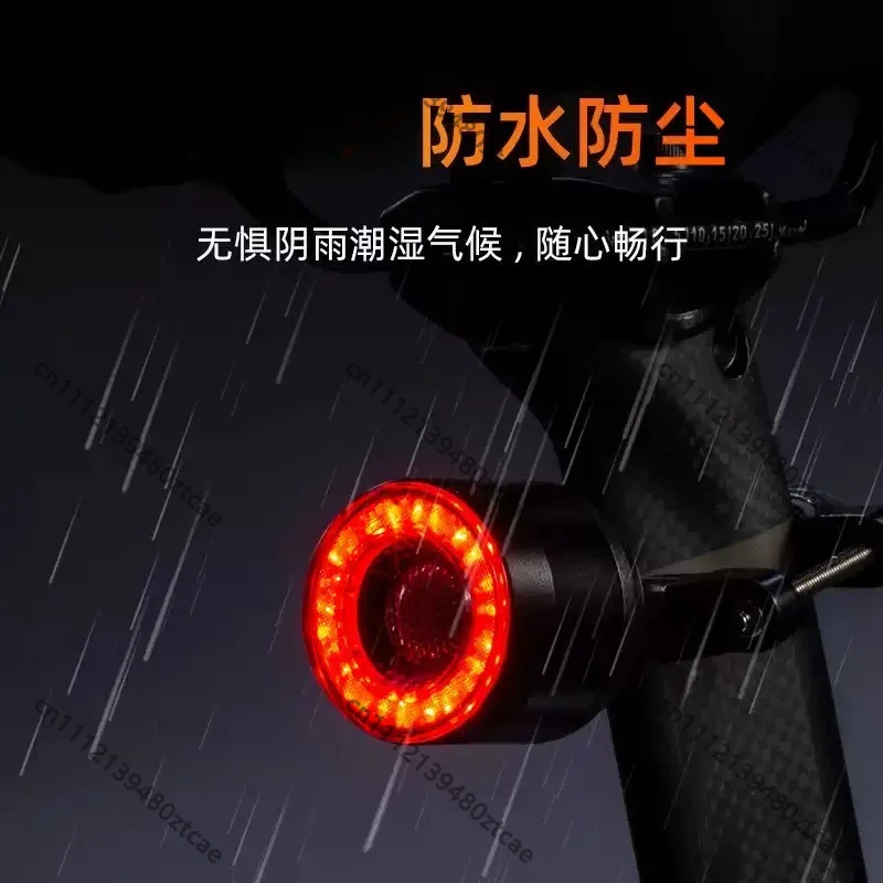 Colorful Smart Sensor Bike Tail Light, 600mAh Bicycle Brake Light with Seat Bow Bracket for Mountain Bike Riding