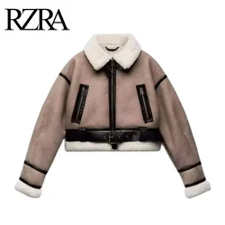 RZRA 2024 new European and American style women's new fashion stand collar double-sided short jacket coat ladies