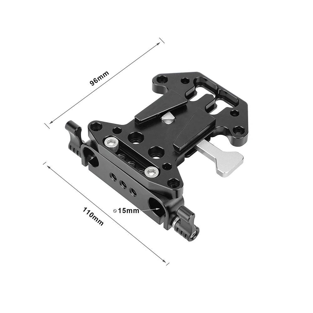 KIMRIG Quick Release V-Lock Mounting Battery Plate With 15mm Dual Rod Clamp Adapter For DSLR Cameras Monitor V-mount Battery