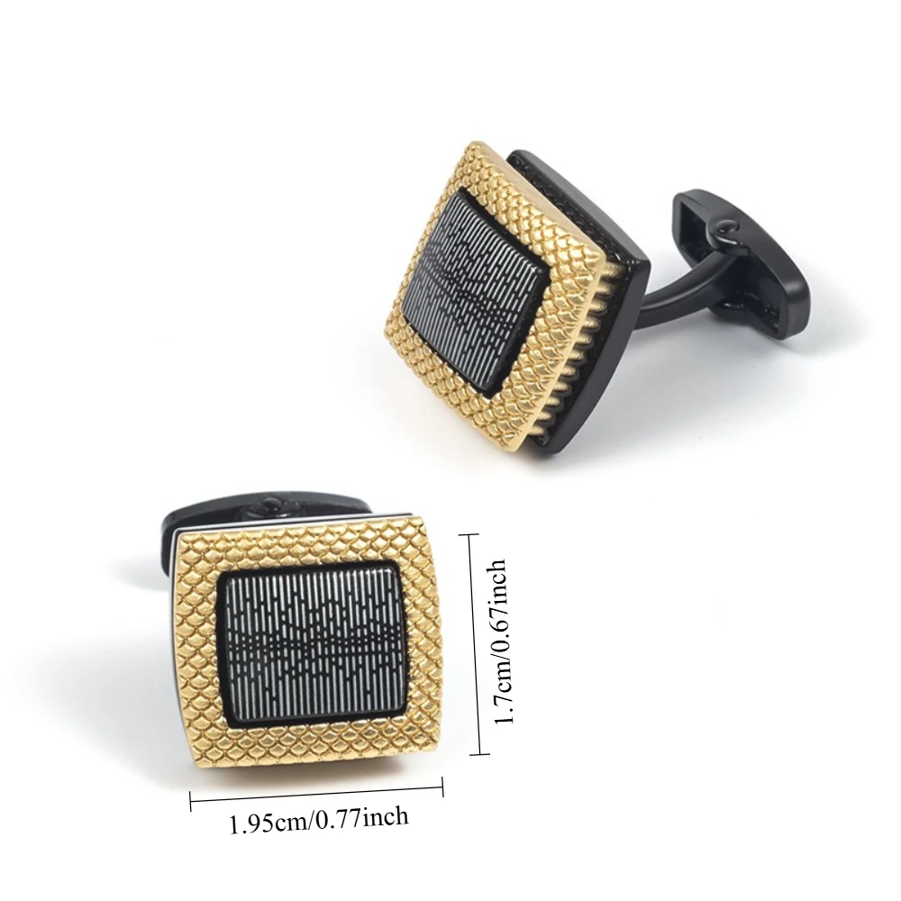 Gentlemen's Black Gold Contrasting Square Cufflinks Men's Business Dress Cuff Nails Formal Attire Banquet Wedding Decoration