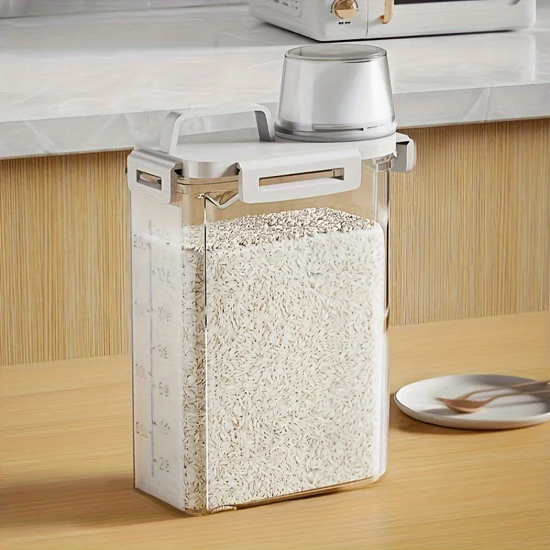 1PC 2500ML/85OZ Rice Storage Grain Oat Food Tank Moisture-proof Leak-proof Locking Fresh Home Sealed Jar Refrigerator Storage Jar Rice Bucket Grain Tank