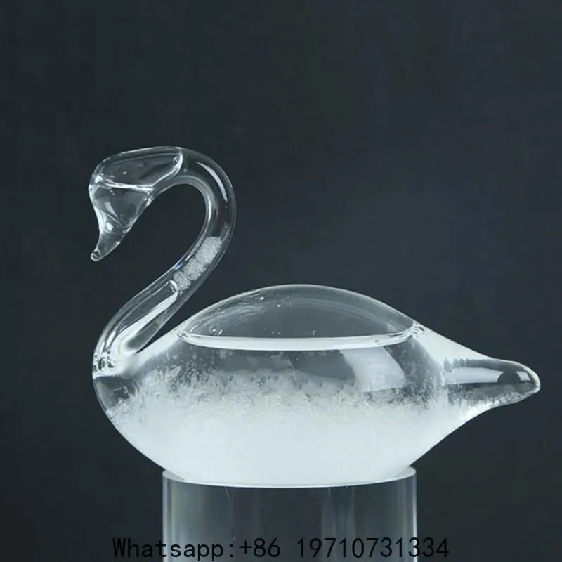Desktop Stylish Apple Bird Swan Shaped Crystal Weather Forecast Bottle Glass Storms Weather Predictor Monitor Barometer for Home